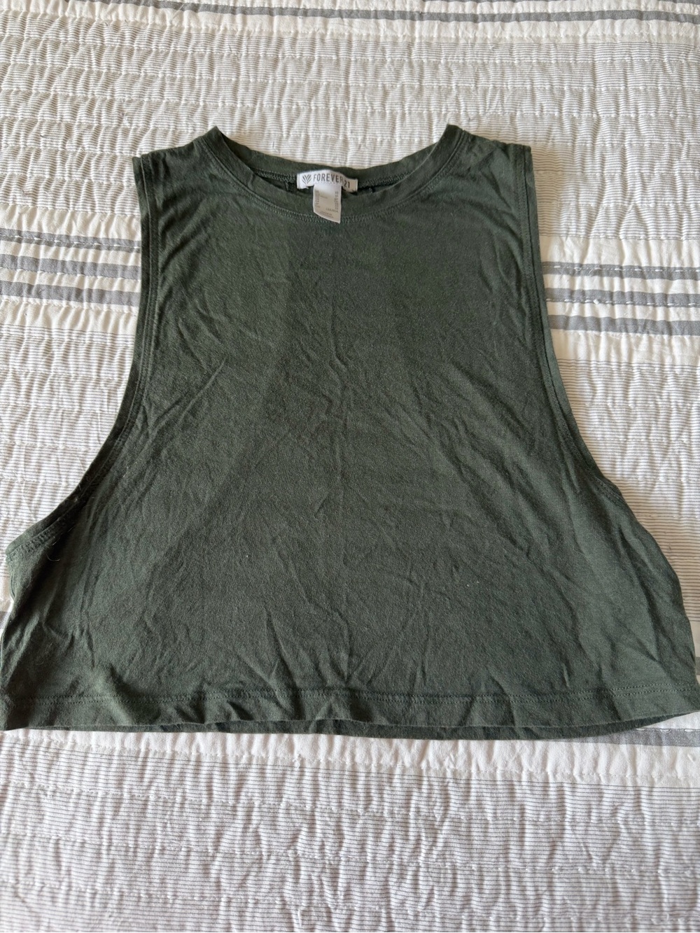 Forever 21 Dark Olive Cropped Muscle Tank